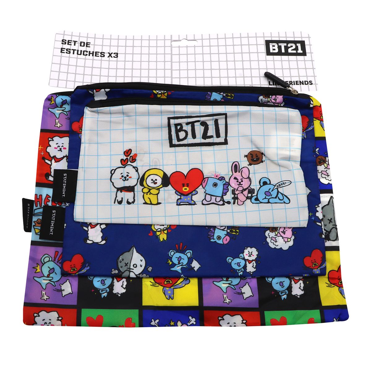 BT21 - Set de Estuches BT21 x3 Unidades
