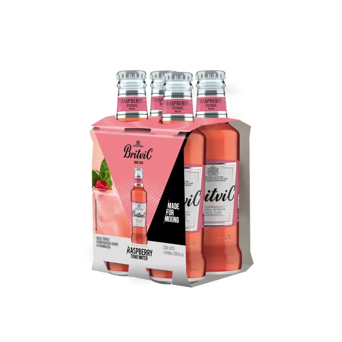 BRITVIC - Agua Tónica Britvic Raspberry Britvic Pack 4 Botellas 200 mL