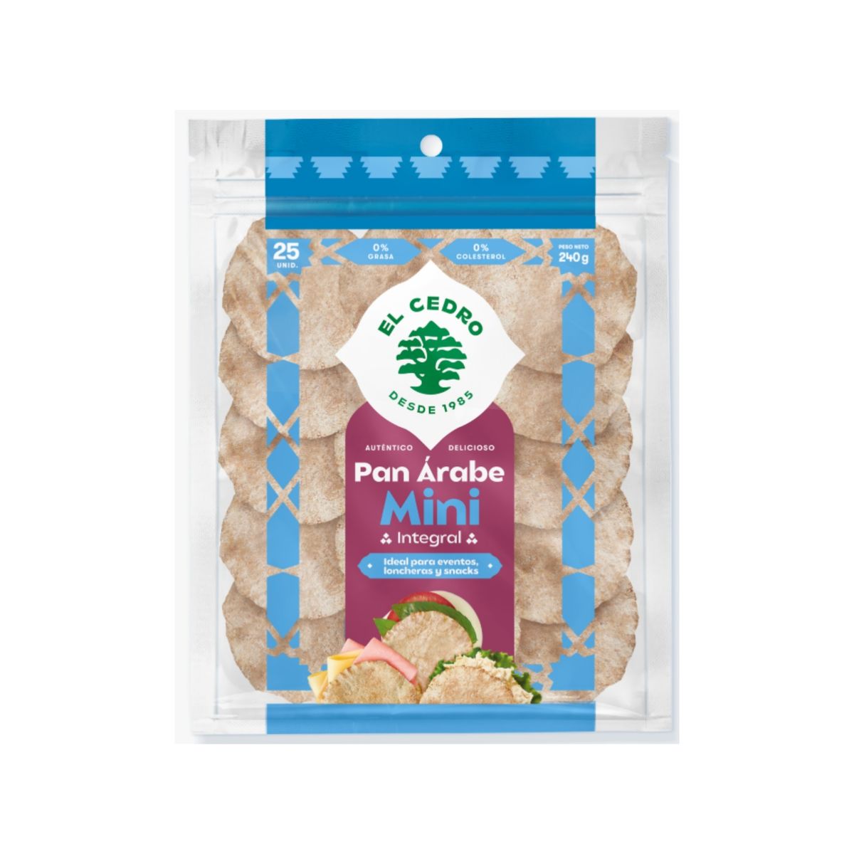 EL CEDRO - Pan Árabe Mini Integral Bolsa 240 g