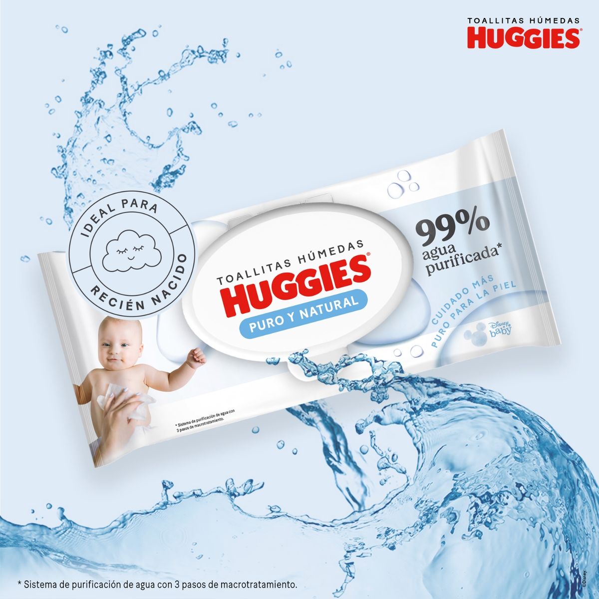 HUGGIES - Toallas Húmedas Puro y Natural Huggies Empaque 144 Und