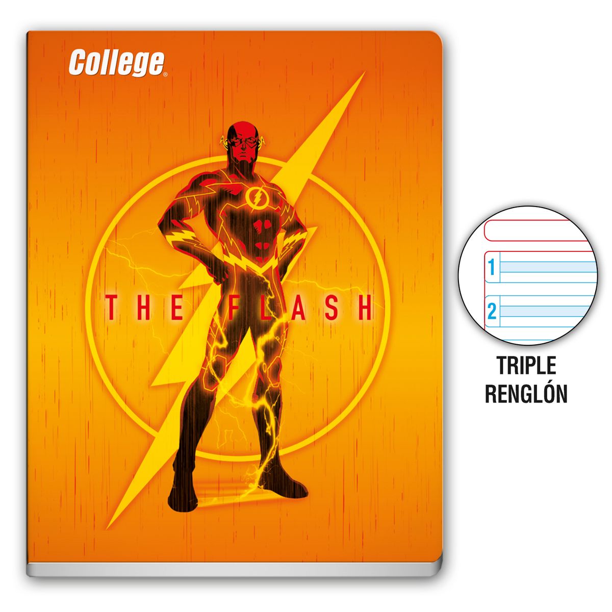  - Cuaderno Deluxe  Tres Renglones CSC DC Comics 80 Hojas