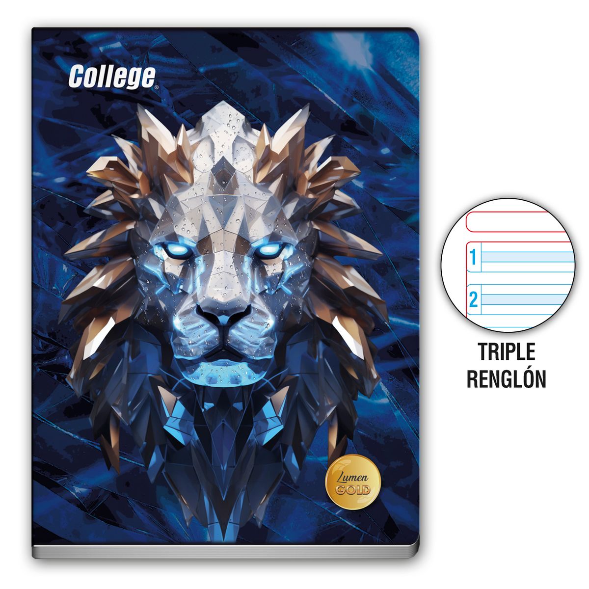  - Cuaderno Deluxe  Tres Renglones CSC Lumen Gold College 80 Hojas