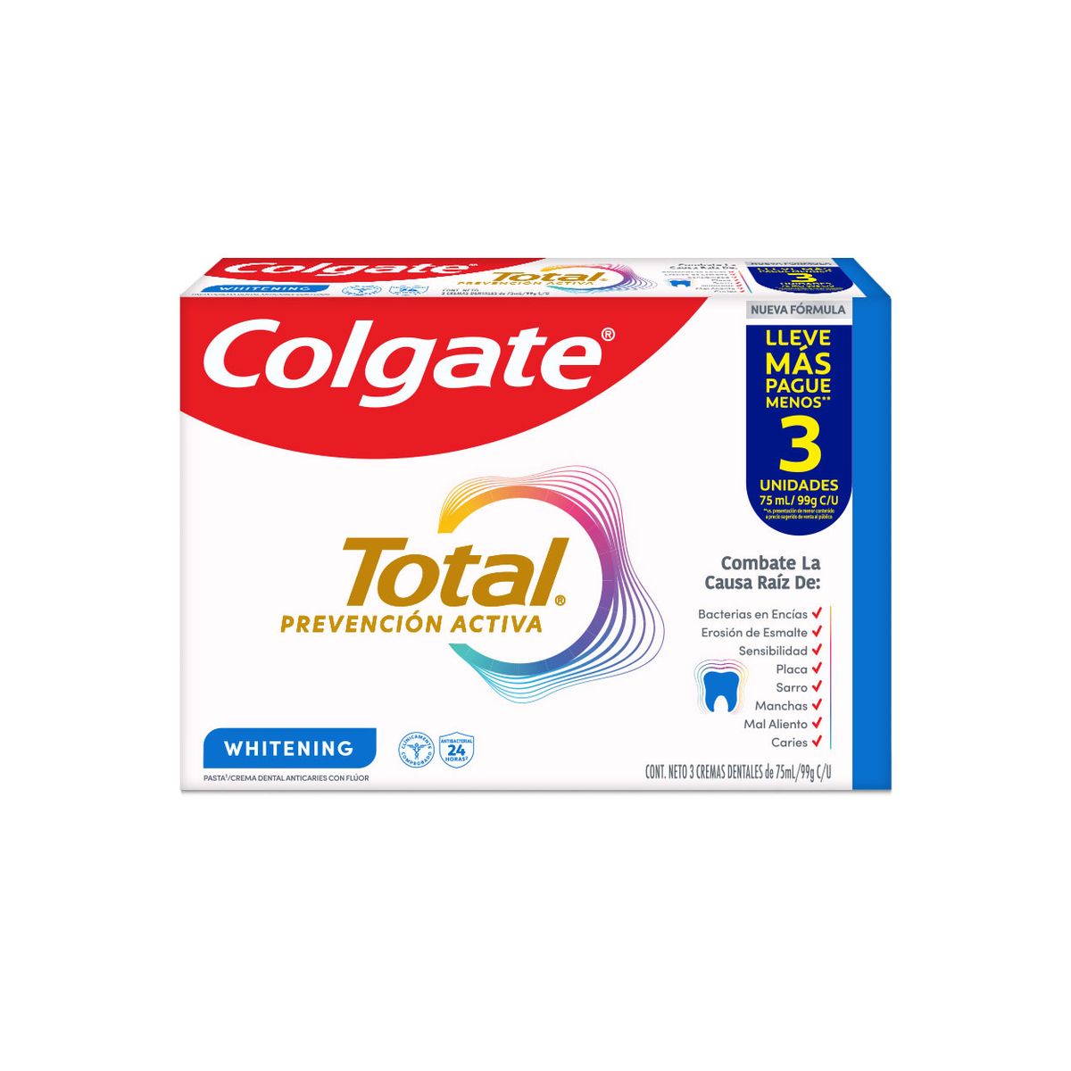 COLGATE - Crema Dental Total Whitening Colgate Pack 3 Und