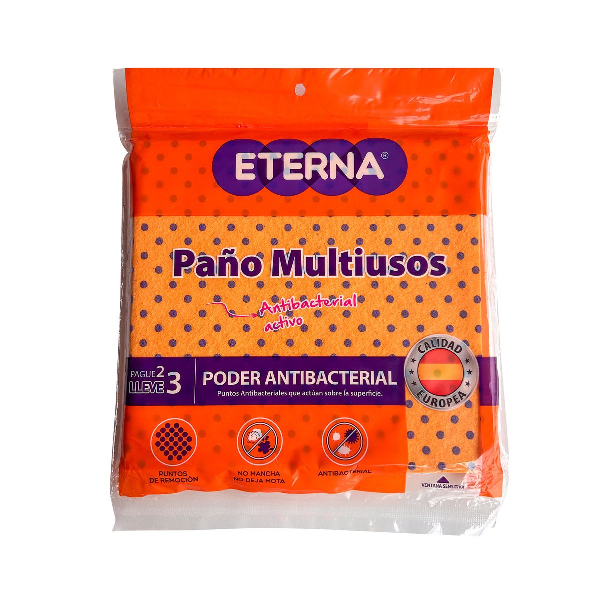 ETERNA - Paño Multiusos Antibacterial Eterna Pack 3 Und