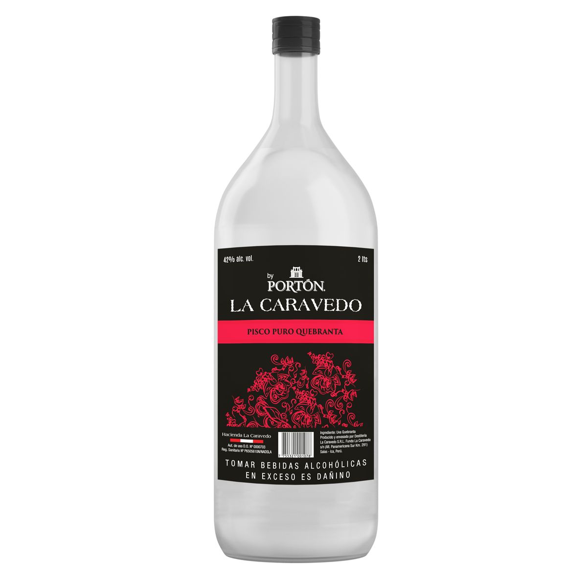 CARAVEDO - Pisco Puro Quebranta Caravedo Botella 2 L