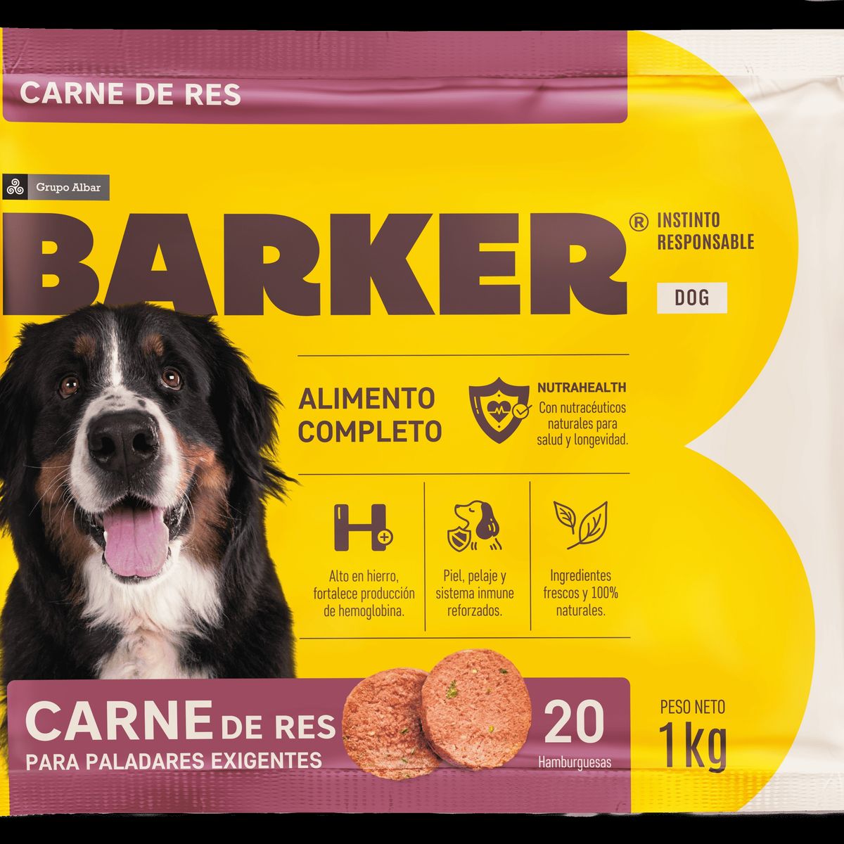 BARKER - Hamburguesas para Perro Sabor Carne Barker Bolsa 1 Kg