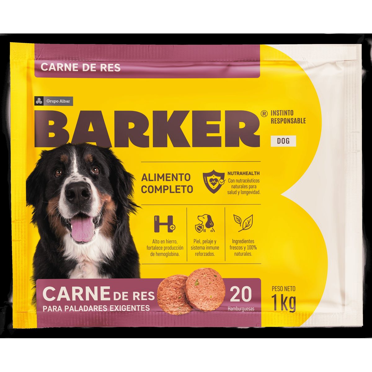 BARKER - Hamburguesas para Perro Sabor Carne Barker Bolsa 1 Kg