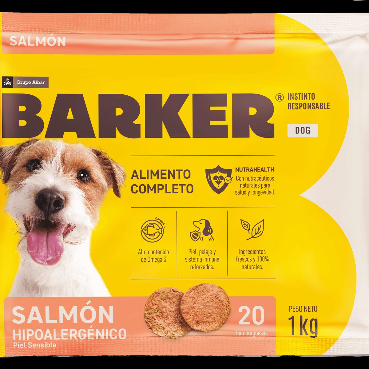 BARKER - Hamburguesas para Perro Sabor Salmón Barker Bolsa 1 Kg