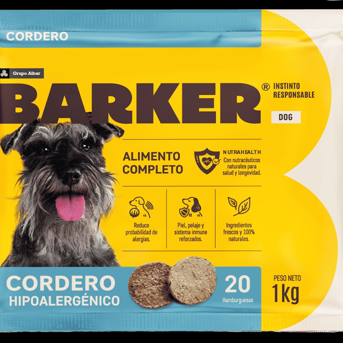 BARKER - Hamburguesas para Perro Sabor Cordero Barker Bolsa 1 Kg