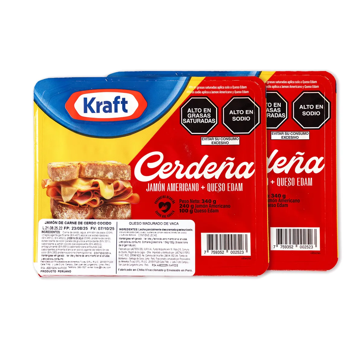 KRAFT - Pack Jamón + Queso Edam Kraft Empaque 340 g