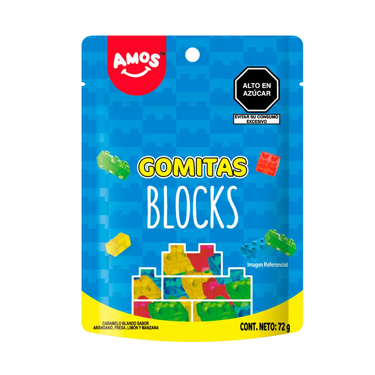 AMOS - Gomitas 4D Gummy Blocks Amos Bolsa 72 g