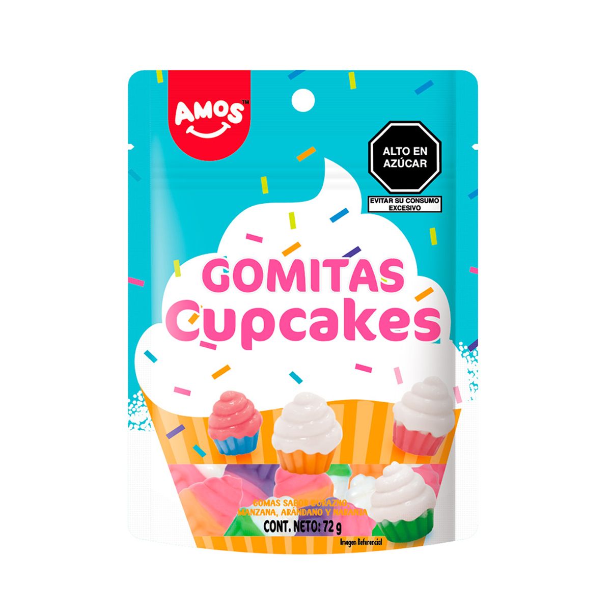AMOS - Gomitas 4D Gummy Cupcake Amos Bolsa 72 g