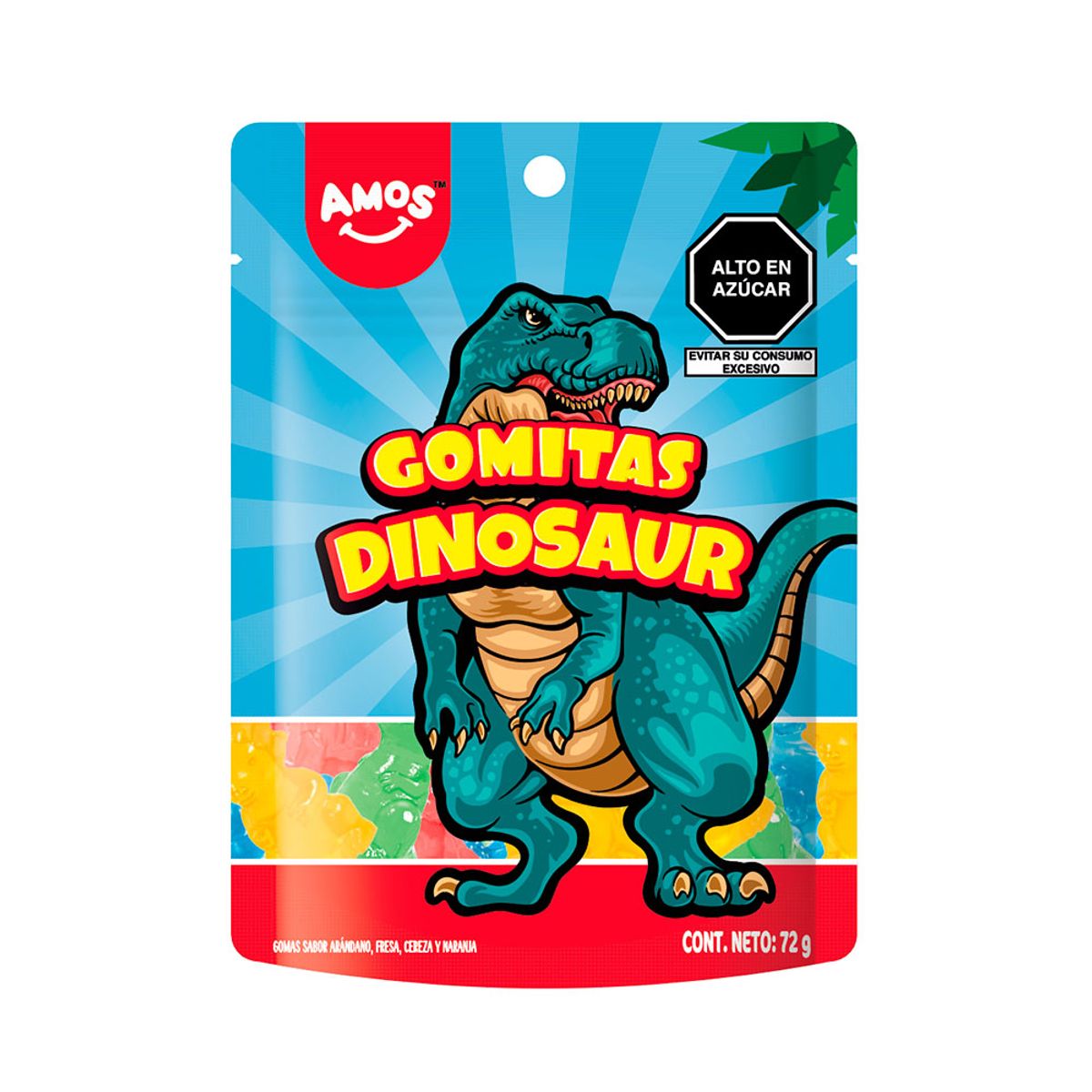 AMOS - Gomitas 4D Gummy Dinosaurs Amos Bolsa 72 g