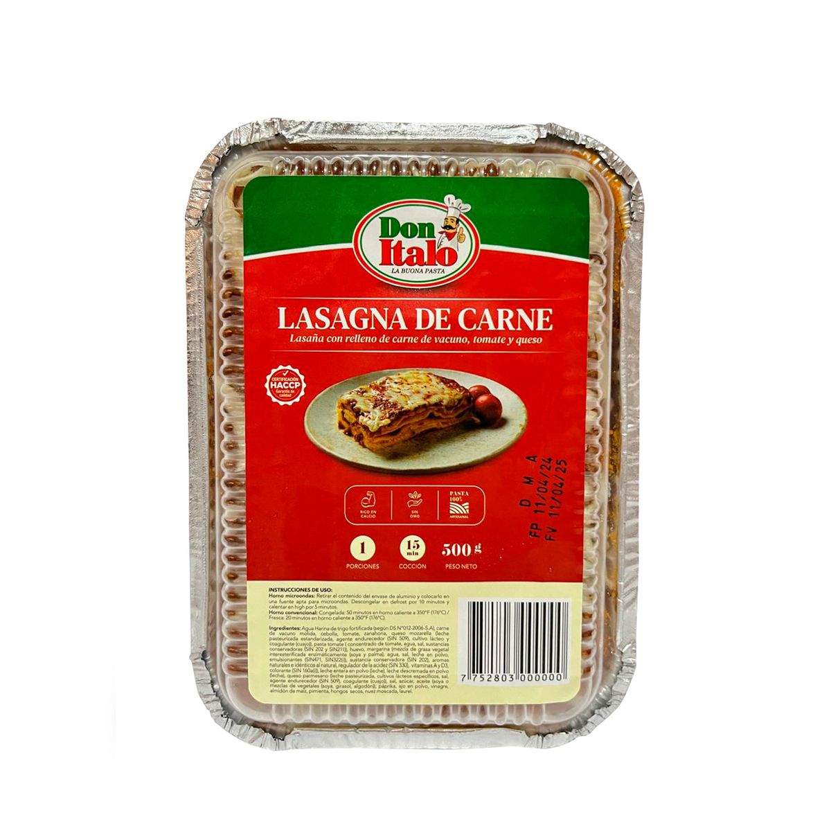 DON ITALO - Lasana de Carne Don Italo Empaque 500 g