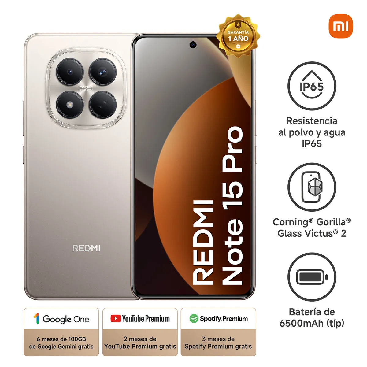 XIAOMI - Smartphone Xiaomi Redmi Note 15 Pro Gris Titanio 8Gb