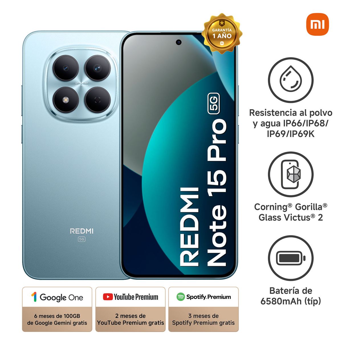 XIAOMI - Smartphone Xiaomi Redmi Note 15 Pro 5G Azul Graciar 8Gb