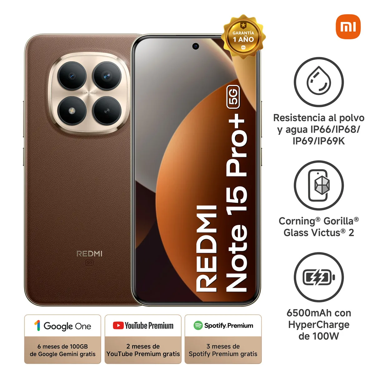 XIAOMI - Smartphone Xiaomi Redmi Note 15 Pro+ 5G Cafe Moca 12Gb