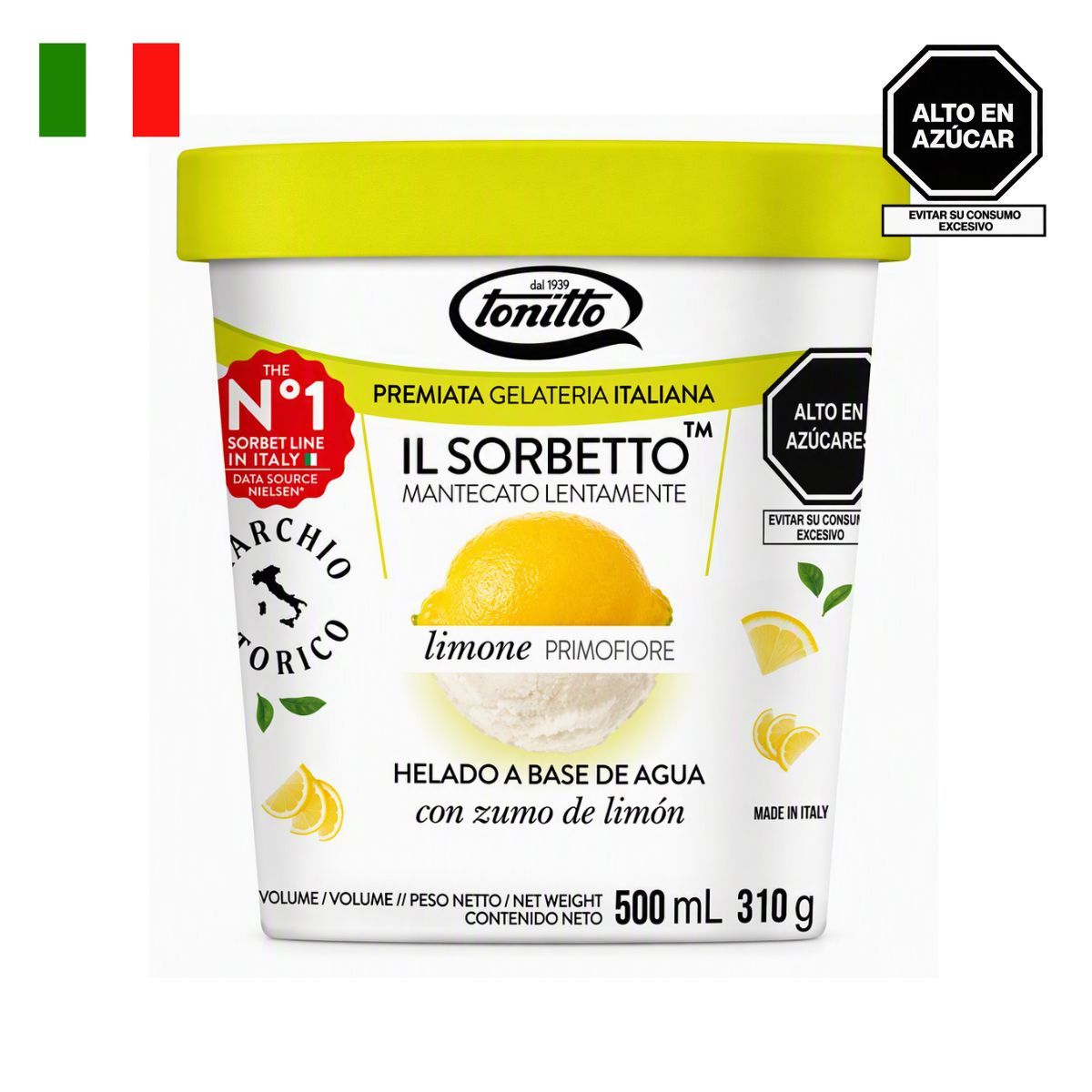 TONITTO - Helado Tonitto Il Sorbetto Sabor a Limón Pote 500 mL