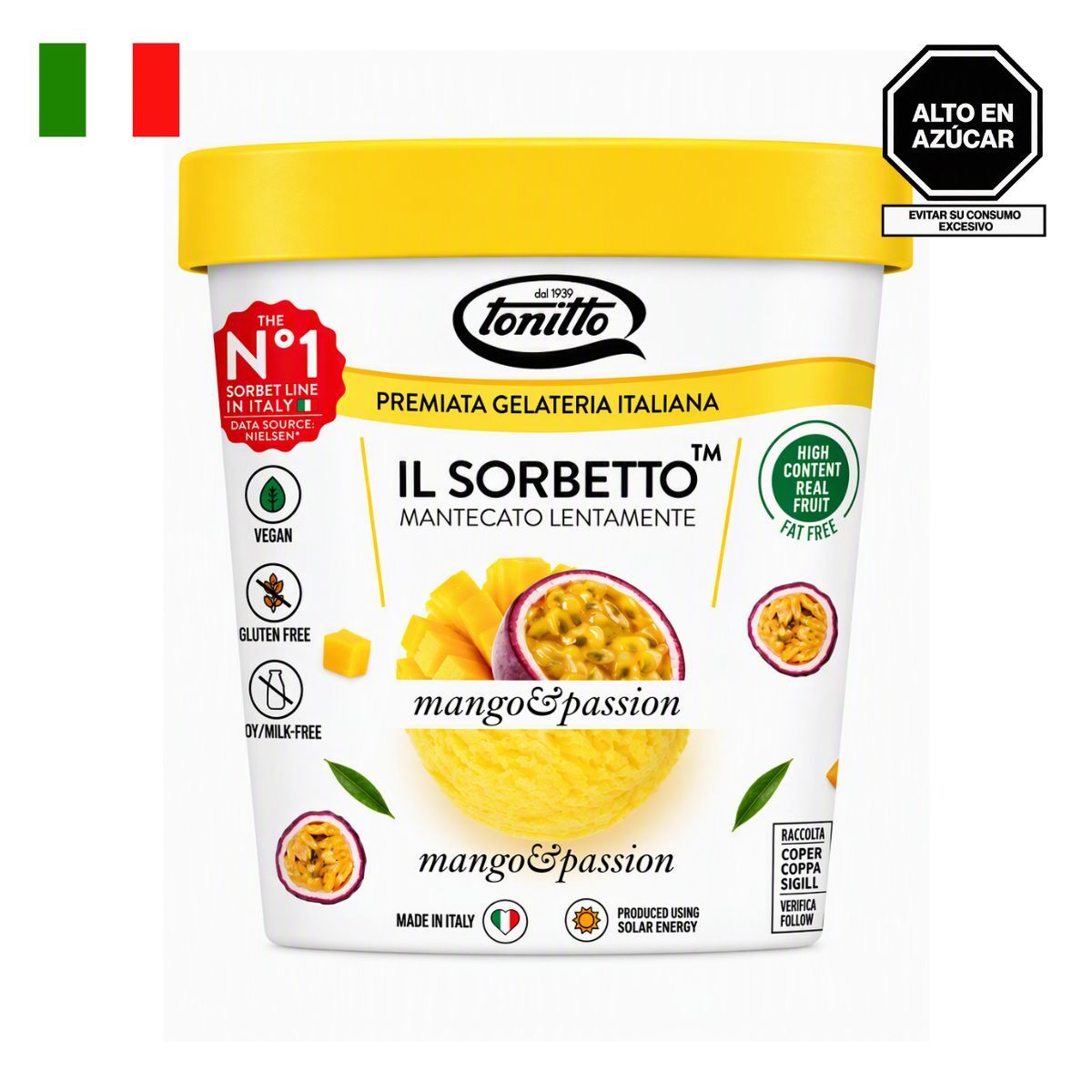 TONITTO - Helado Tonitto Il Sorbetto Sabor a Mango y Maracuyá Pote 500 mL