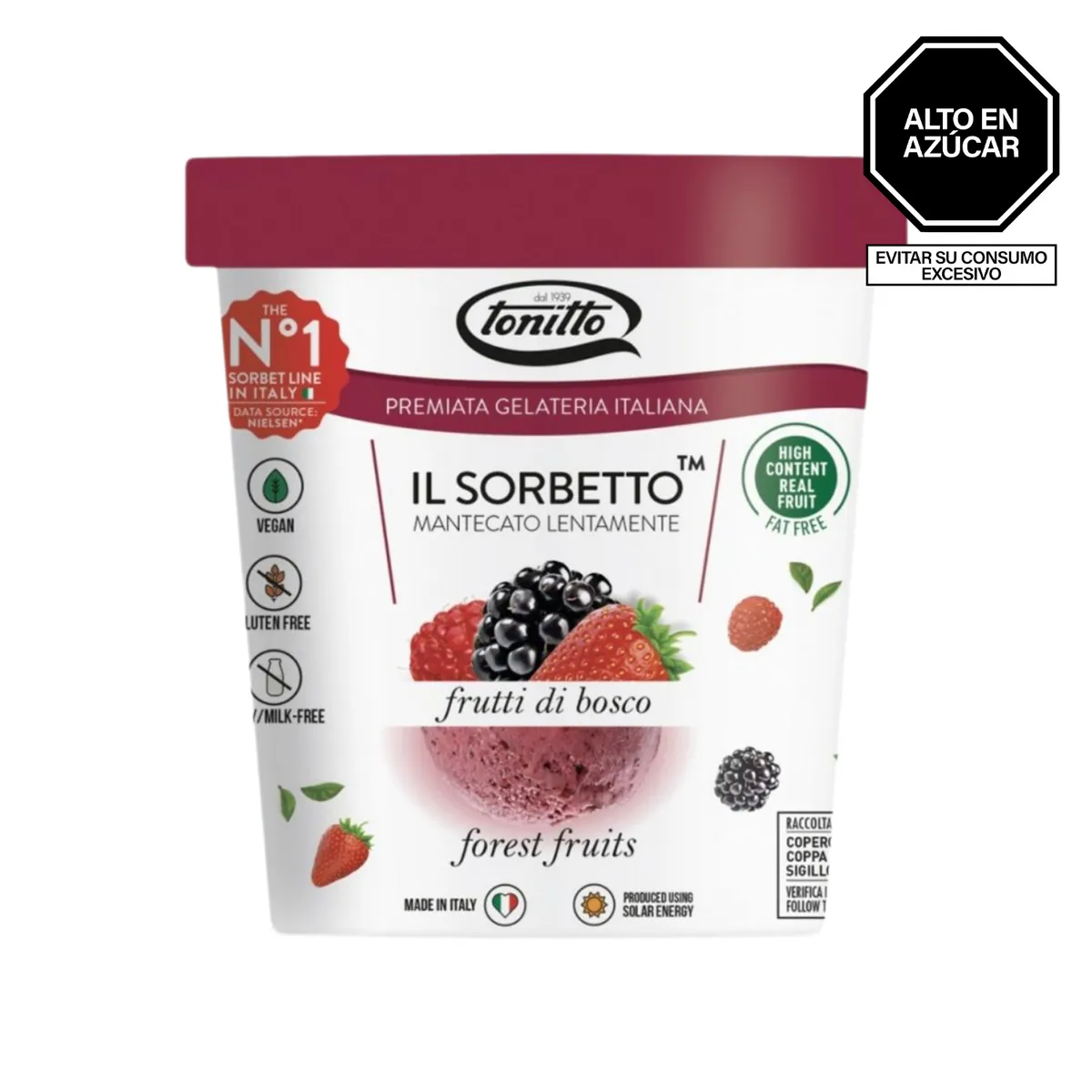 TONITTO - Helado Tonitto Il Sorbetto Sabor a Frutos del Bosque Pote 500 mL