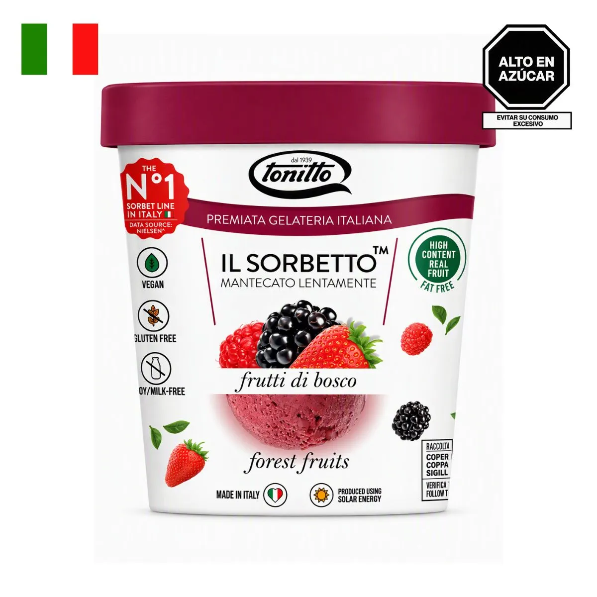 TONITTO - Helado Tonitto Il Sorbetto Sabor a Frutos del Bosque Pote 500 mL