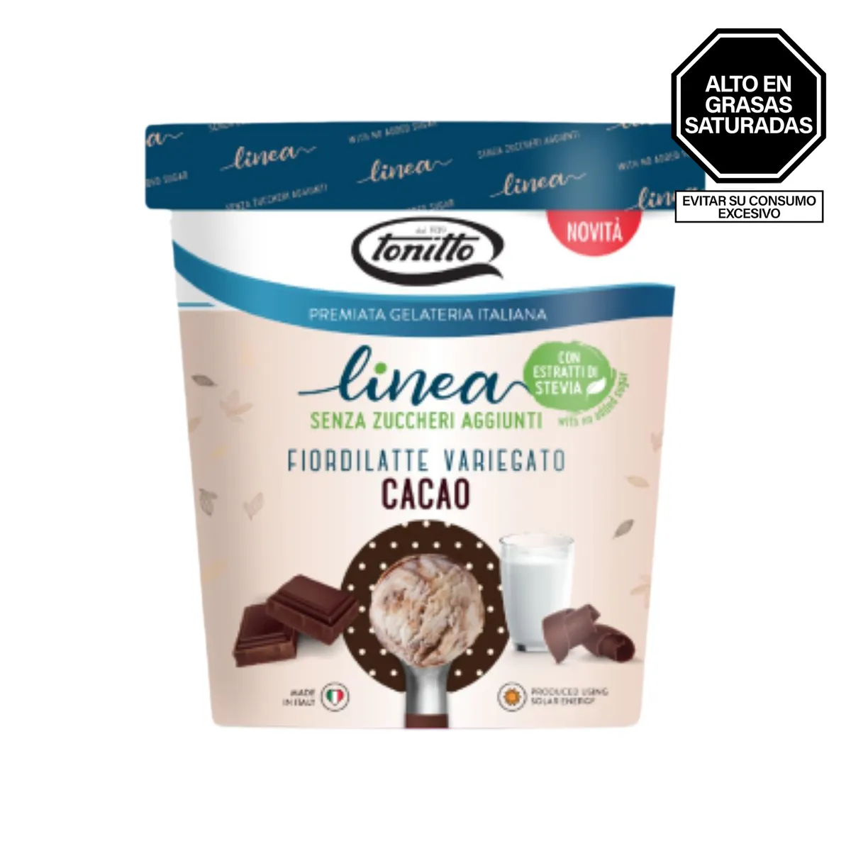 TONITTO - Helado Línea Stevia Tonitto Fiordilatte con Cacao Pote 500 mL