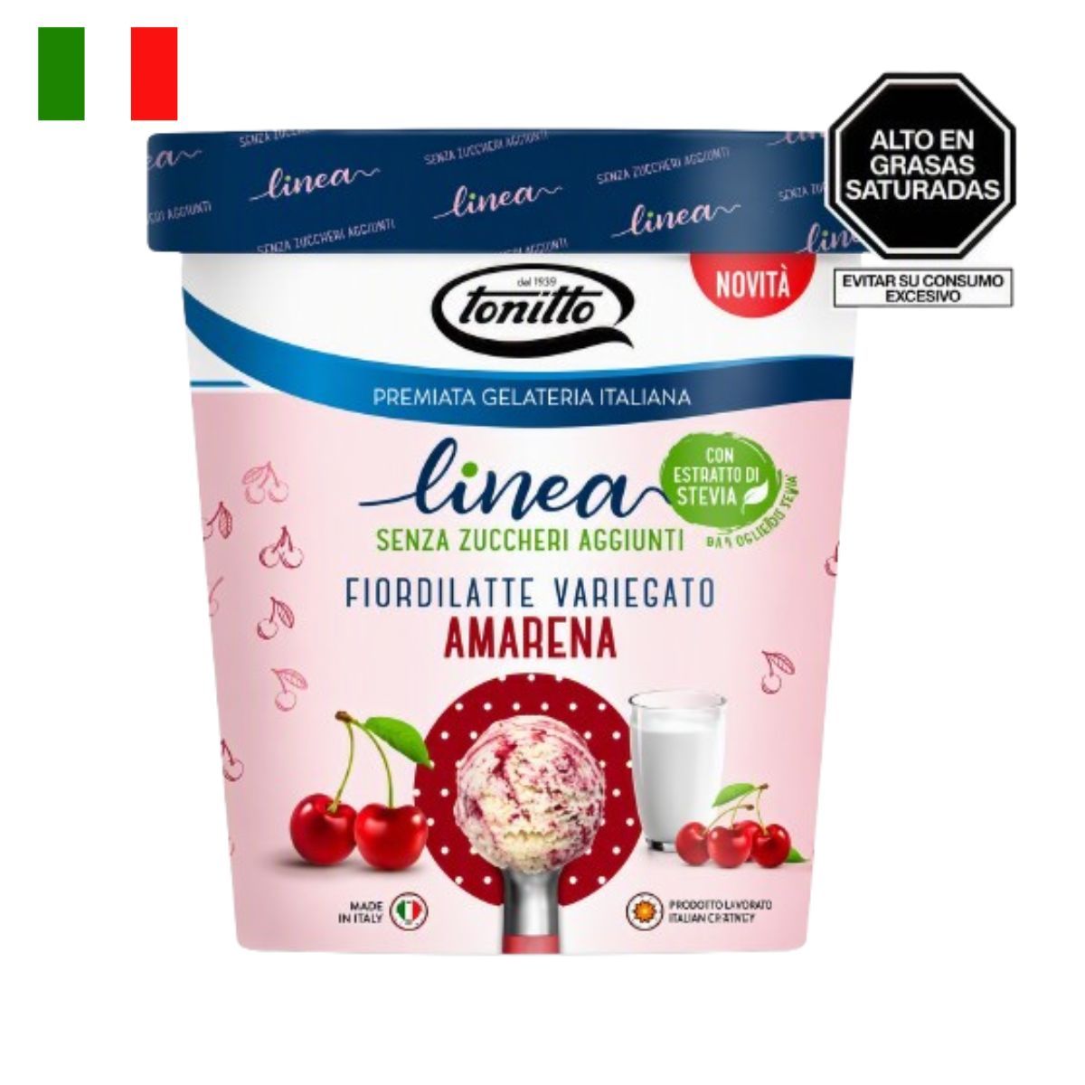 TONITTO - Helado Línea Stevia Tonitto Cherries Pote 500 mL