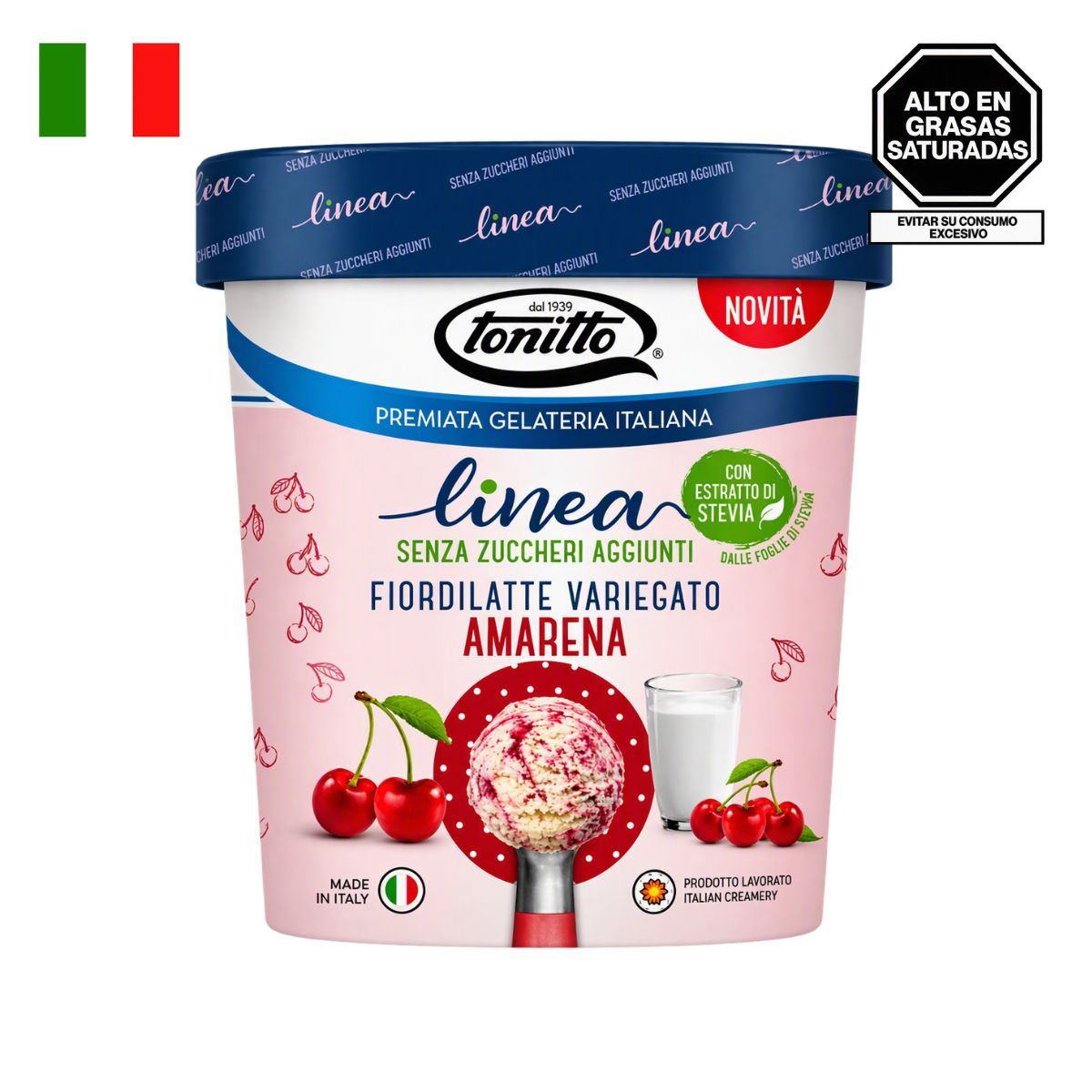 TONITTO - Helado Línea Stevia Tonitto Cherries Pote 500 mL