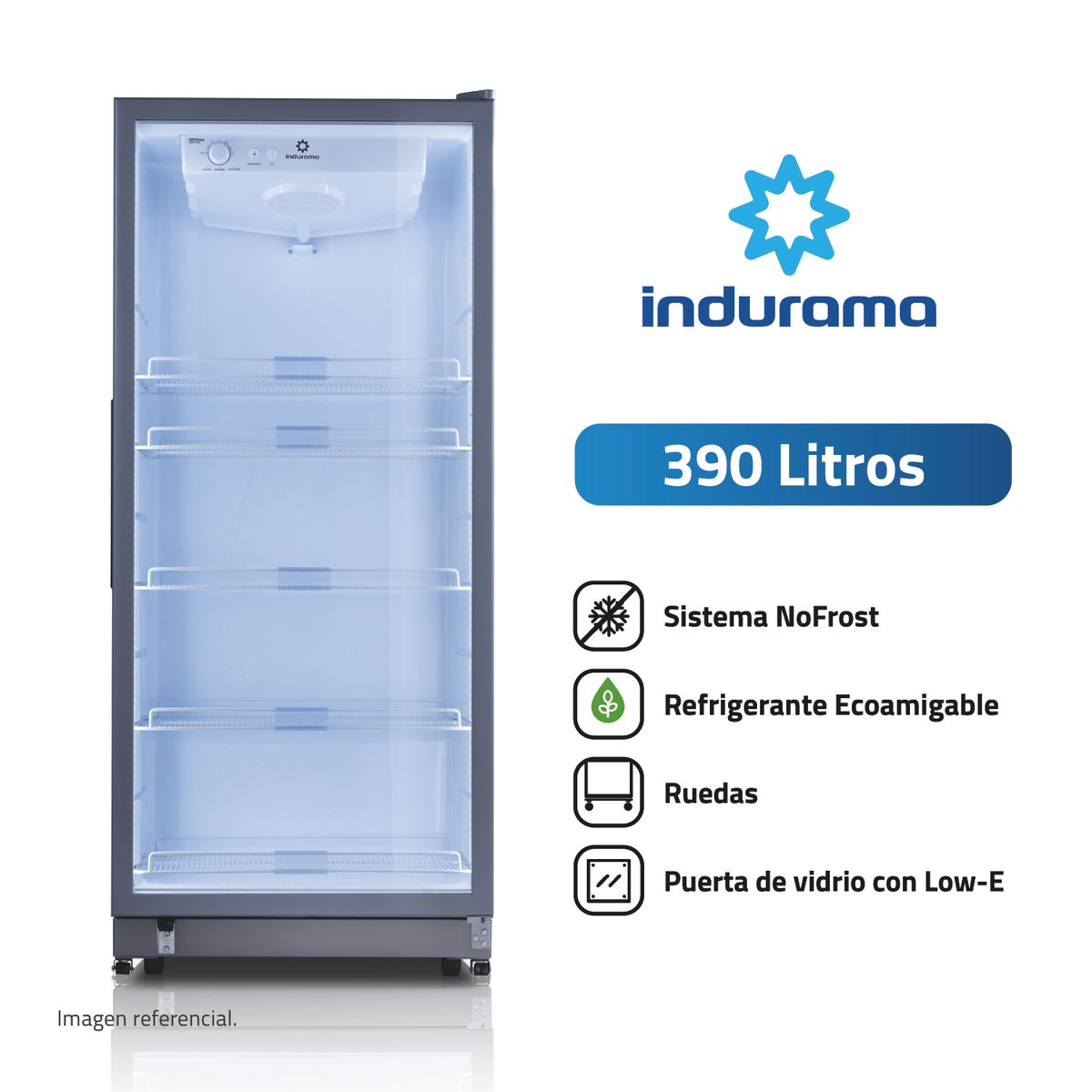 INDURAMA - Vitrina Exhibidora 390 L VFV520GR Gris