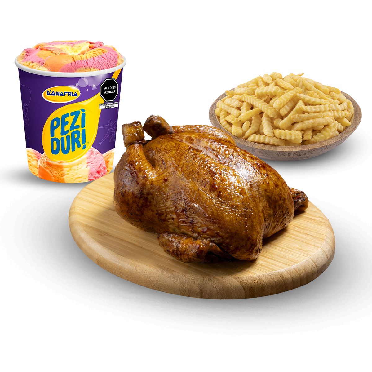 TOTTUS - Pollo Rostizado + Porción De Papas + Peziduri Tricolor 900 Ml