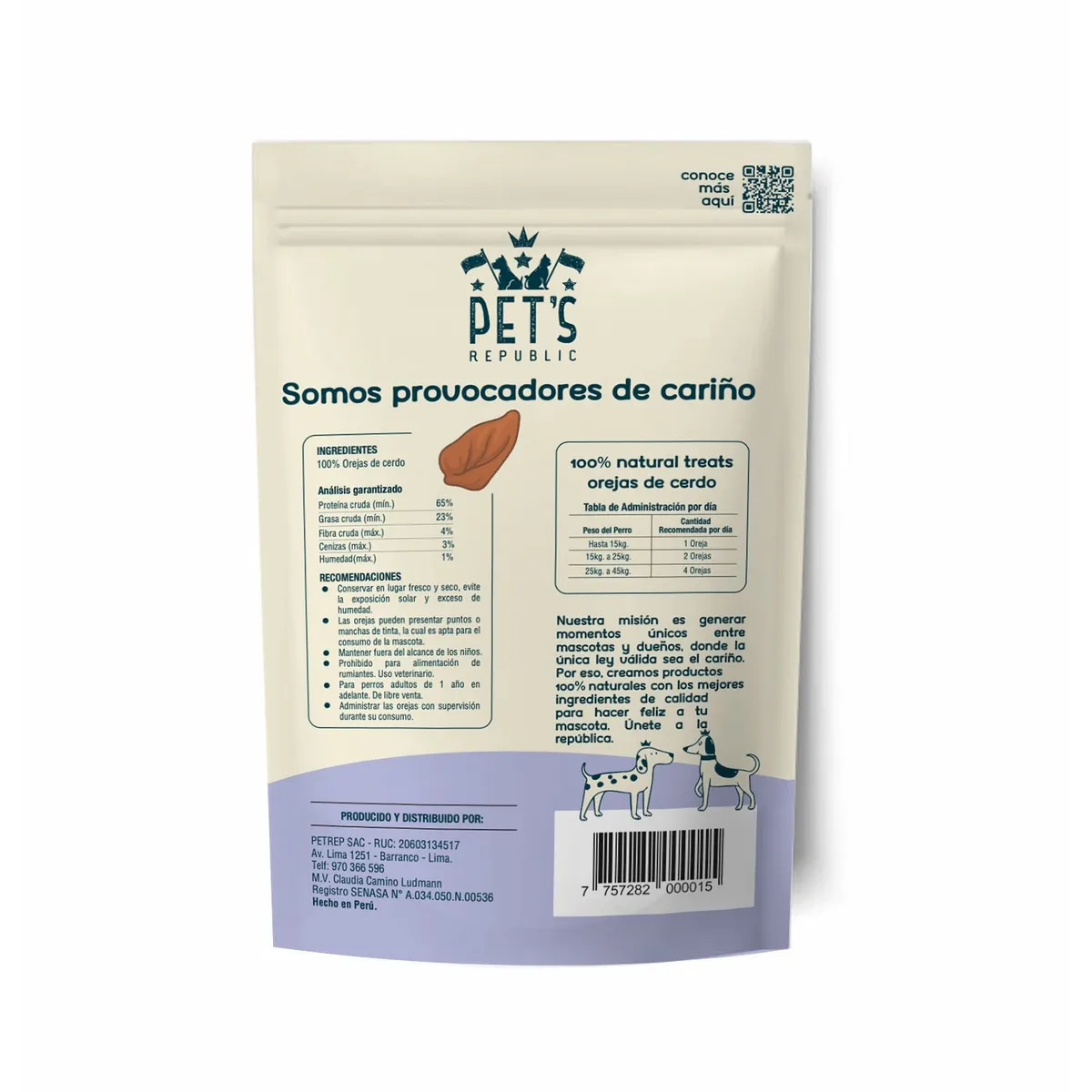 PETS REPUBLIC - Snack para Perro Pets Republic Orejas de Cerdo Doypack 80 g