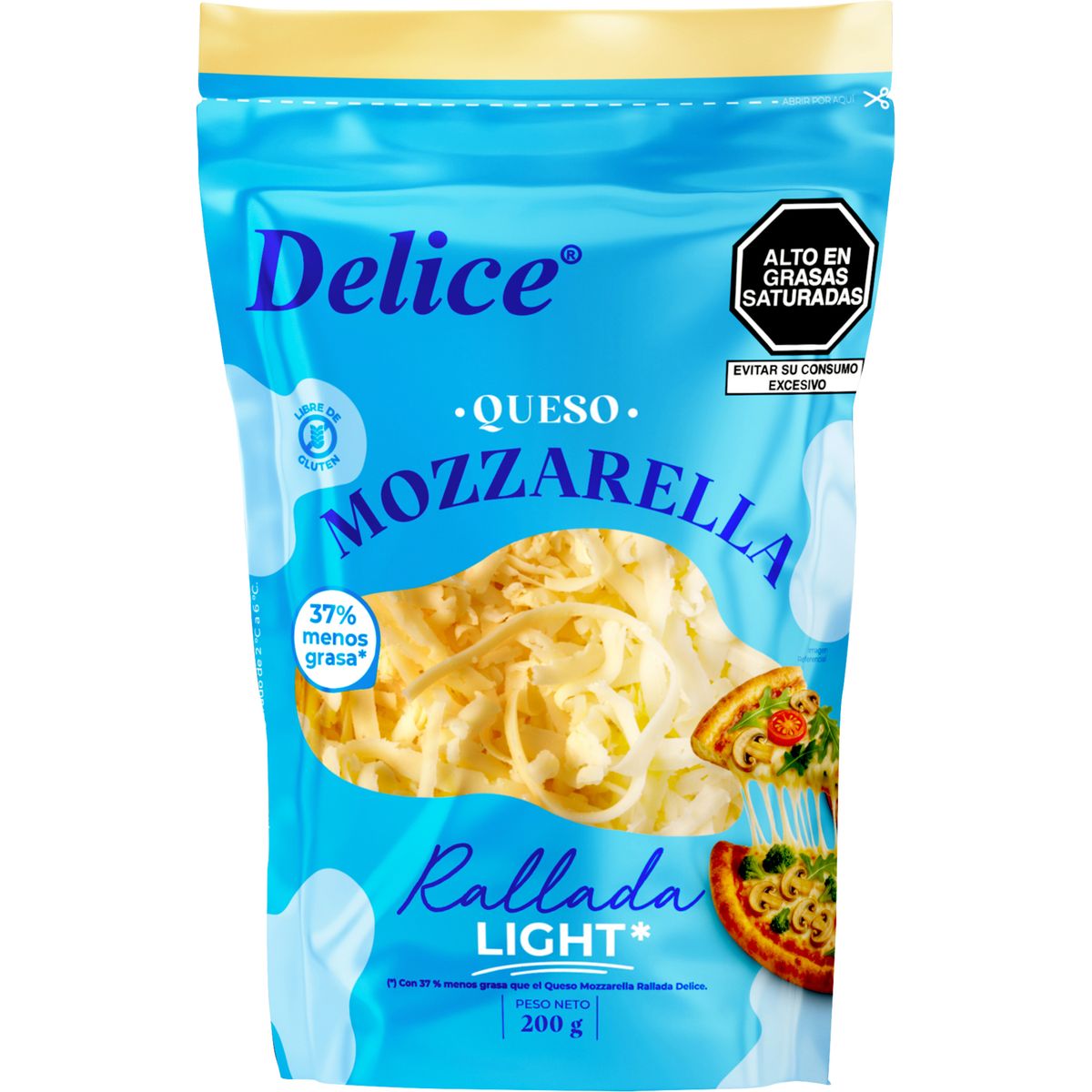 DELICE - Queso Mozzarella Rallado Light Delice Doypack 200 g