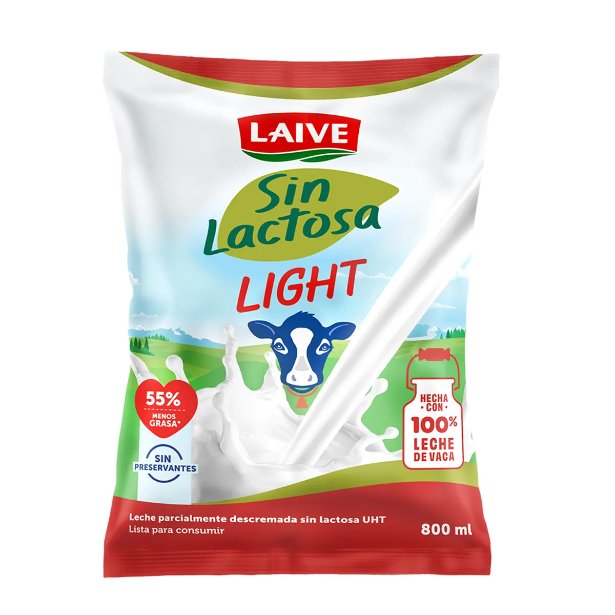 LAIVE - Leche Light Sin Lactosa Laive Bolsa 800 mL