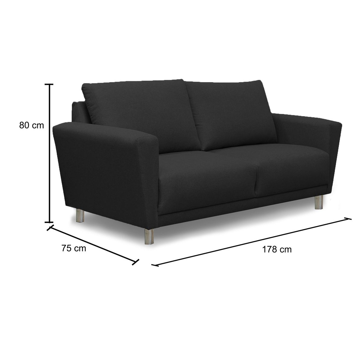 CASABELLA - SOFA 3CPS CORDOBA NEGRO