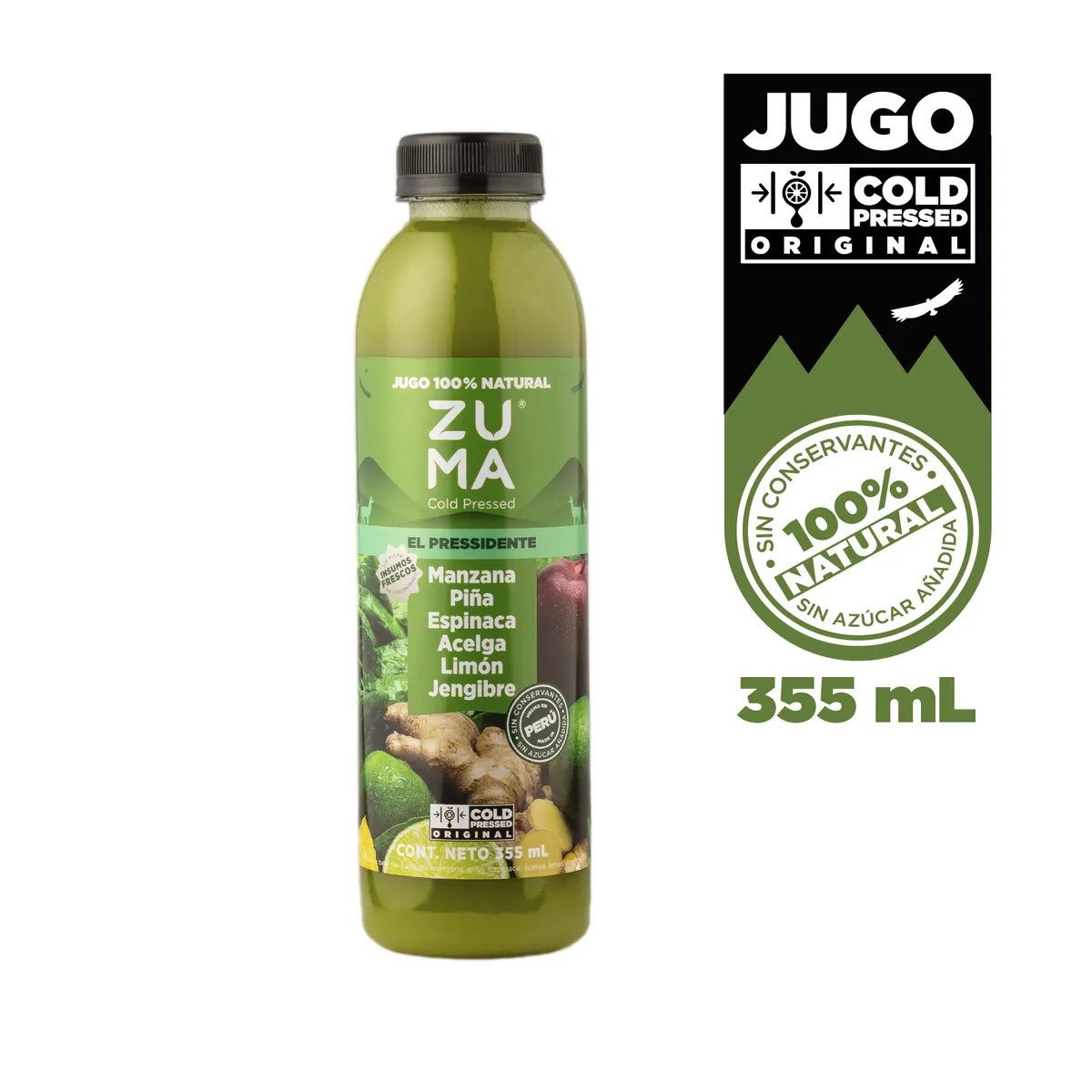 ZUMA COLD PRESSED - Jugo Cold Pressed Zuma El Pressidente Botella 355 mL