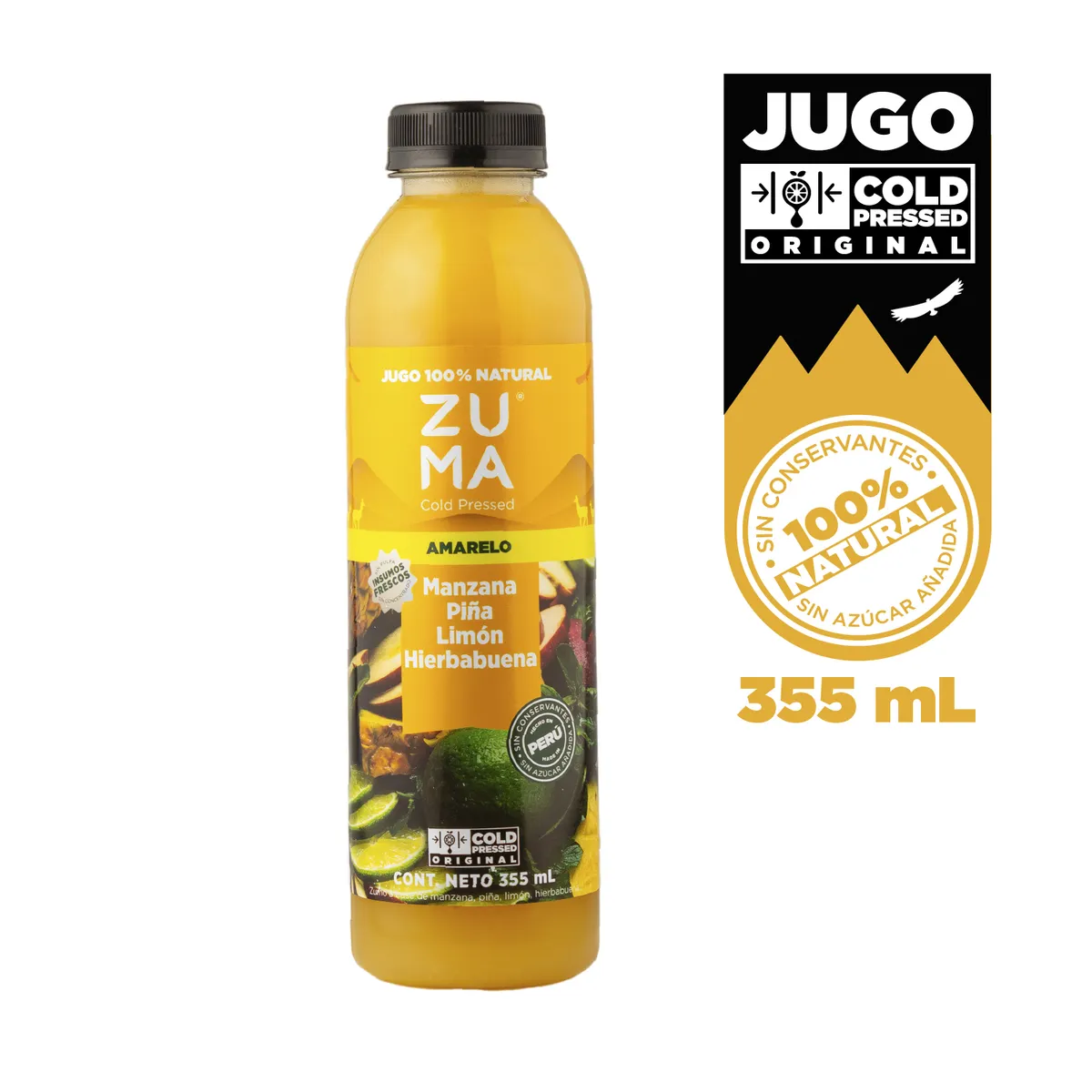 ZUMA COLD PRESSED - Jugo Cold Pressed Zuma Amor Amarelo Botella 355 mL