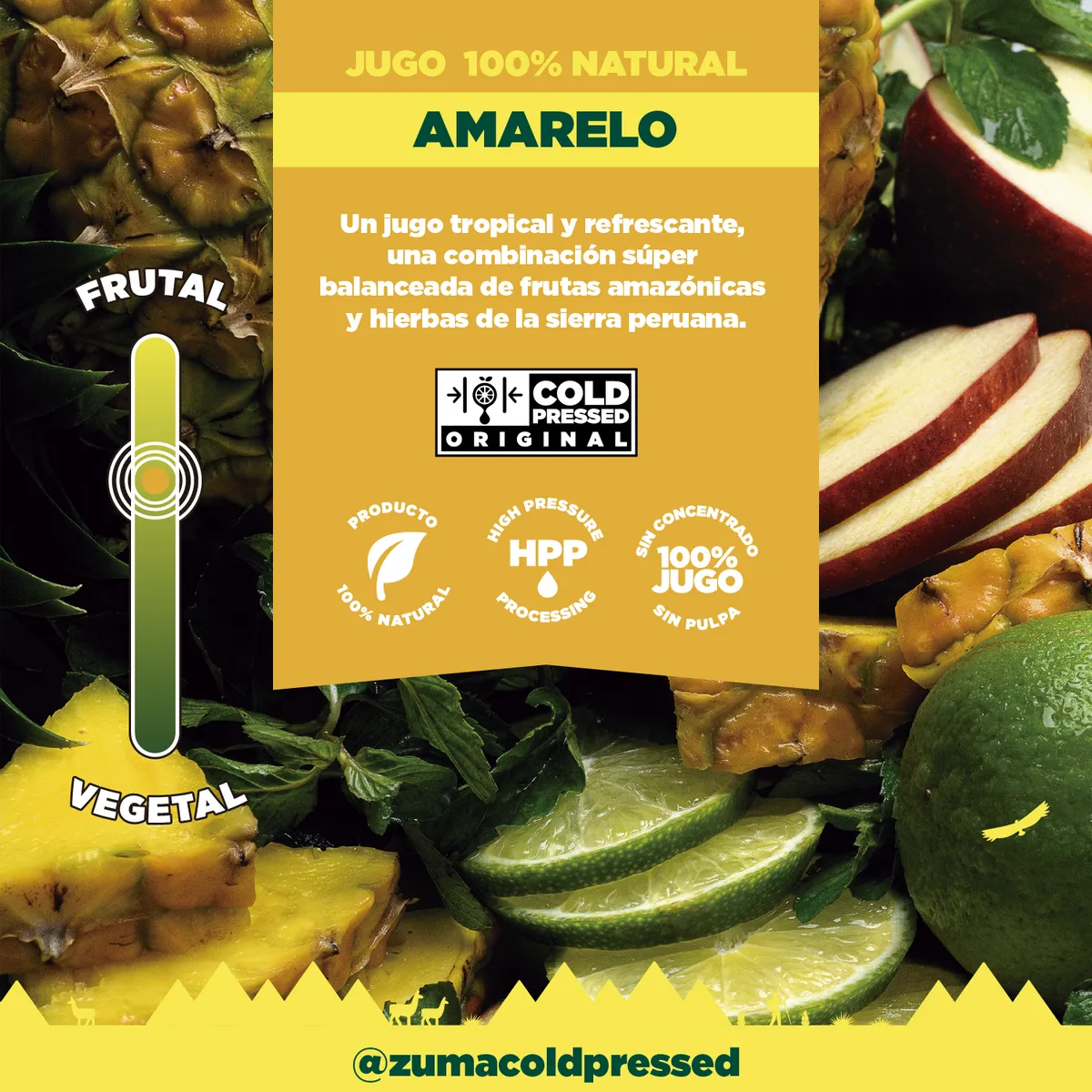 ZUMA COLD PRESSED - Jugo Cold Pressed Zuma Amor Amarelo Botella 355 mL