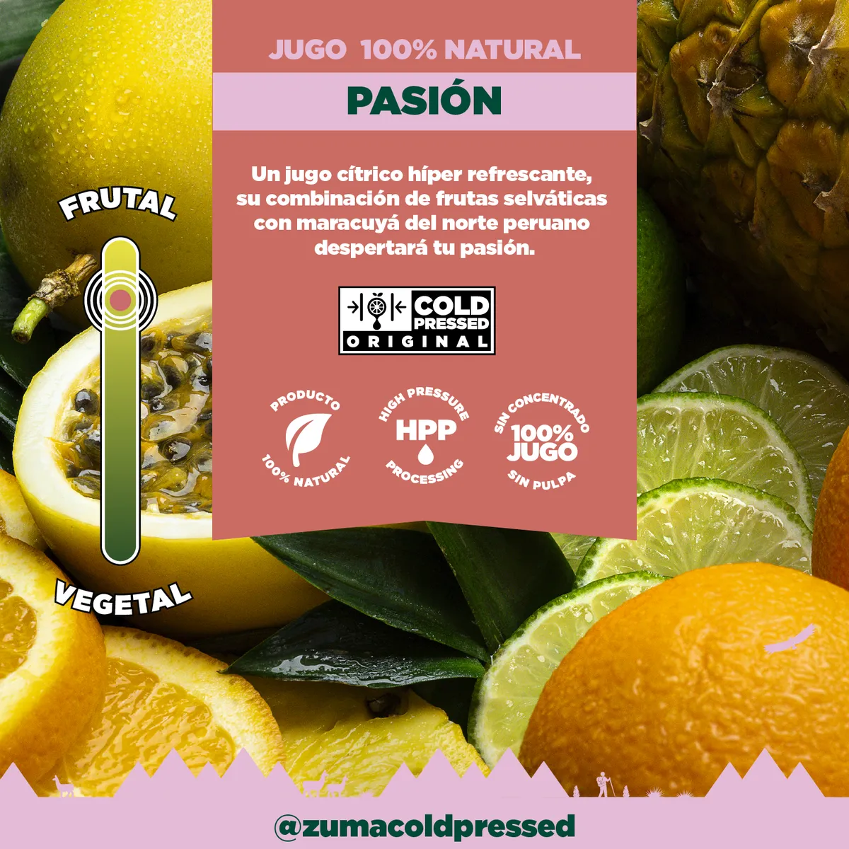ZUMA COLD PRESSED - Jugo Cold Pressed Zuma Pasión Botella 355 mL