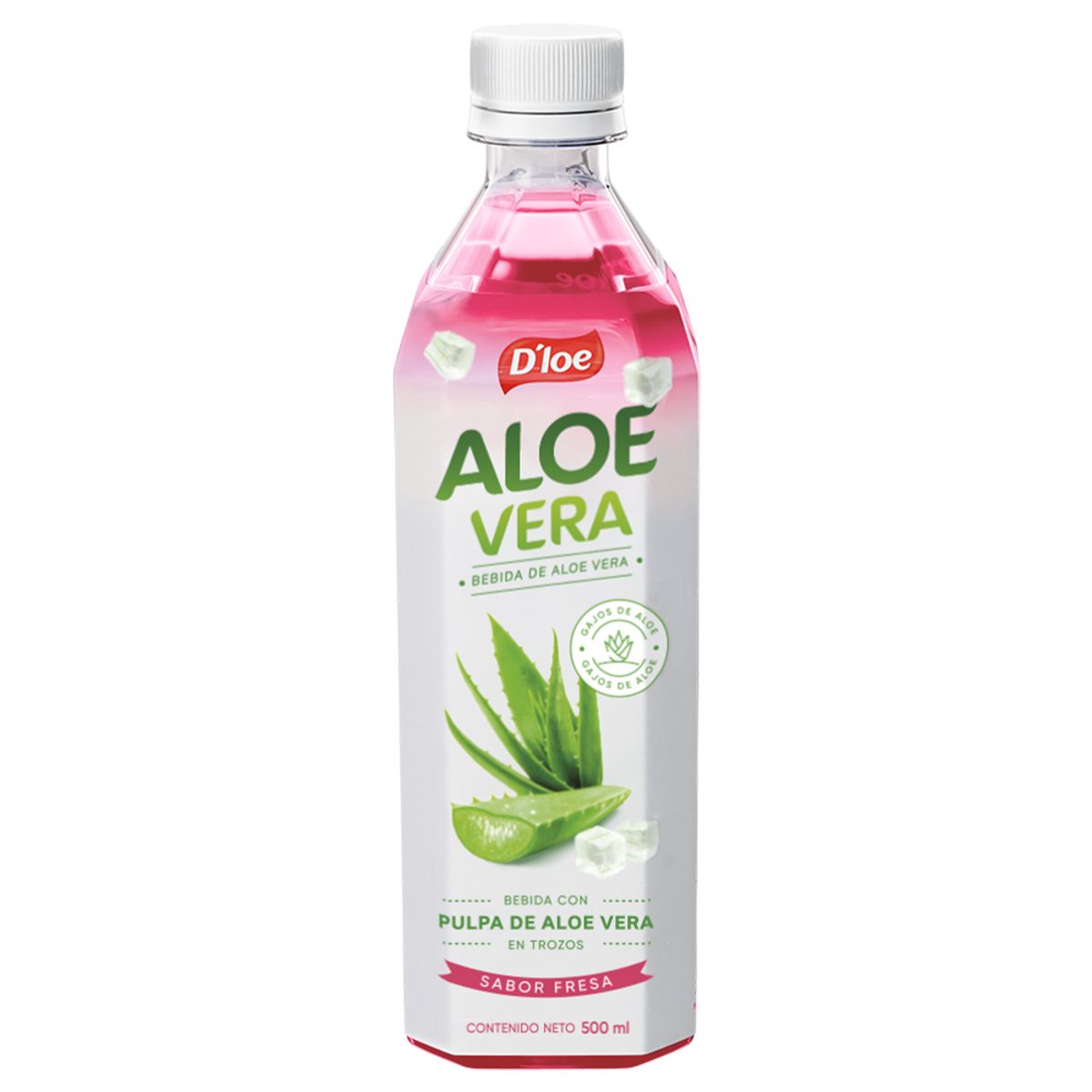 D LOE - Bebida de Aloe Dloe Sabor Fresa Botella 500 mL