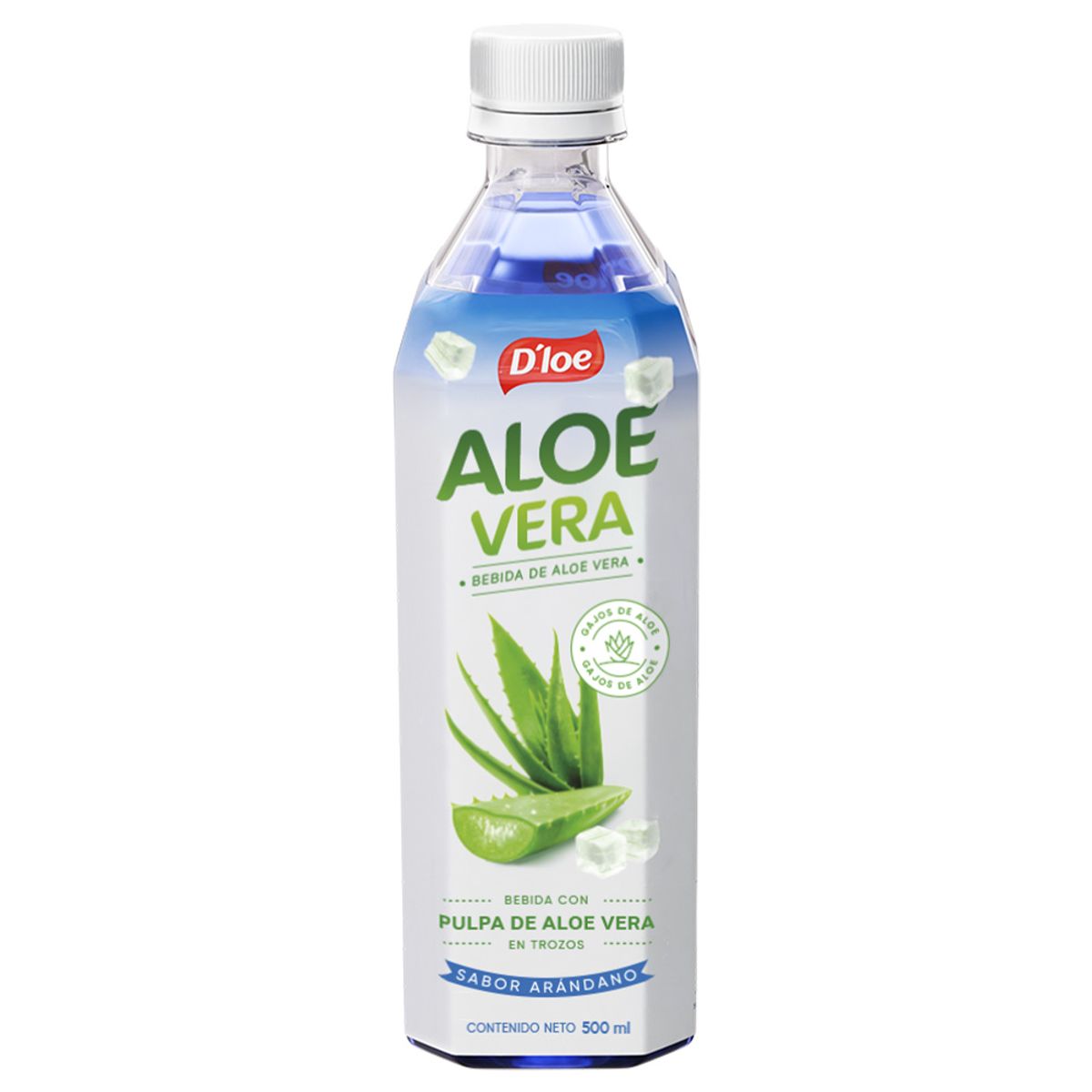 D LOE - Bebida de Aloe Dloe Sabor Blueberry Botella 500 mL