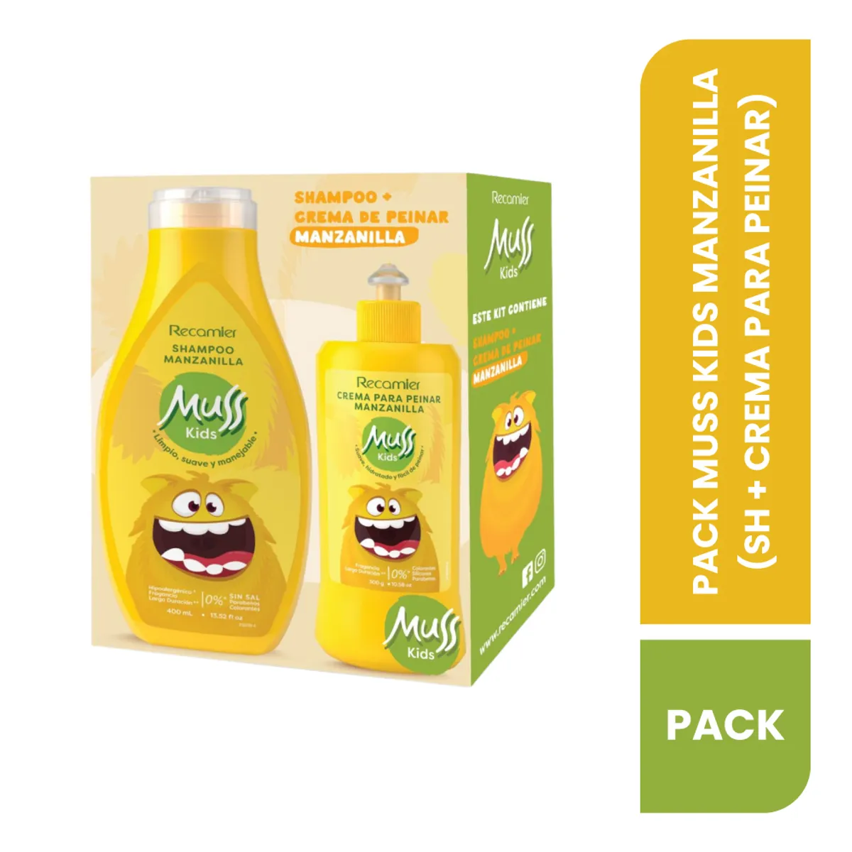 MUSS KIDS - Pack Muss Kids Manzanilla Shampoo + Crema para Peinar