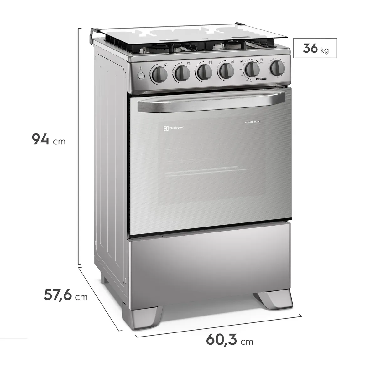 ELECTROLUX - Cocina Gas 4 Hornillas Triple Llama 60cm