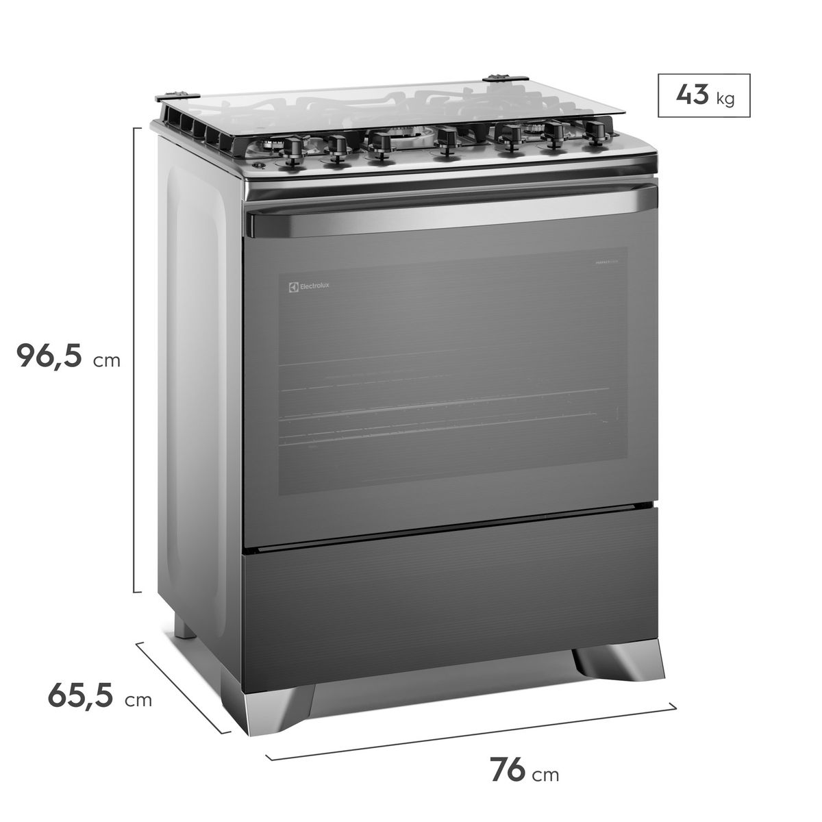 ELECTROLUX - COCINA GAS 5H TRIPLE LLAMA GRILL 76CM