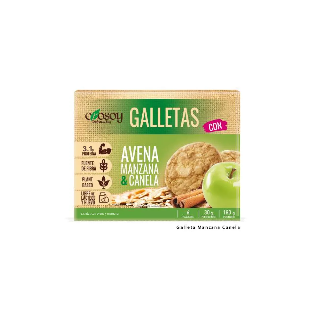 CROSOY - Galleta Crosoy con Avena Manzana y Canela Caja 180 g
