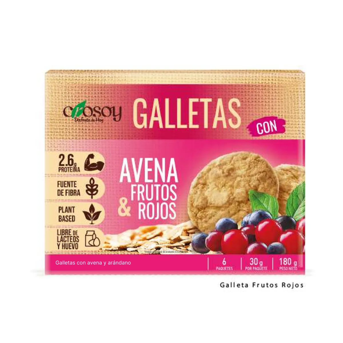CROSOY - Galleta Crosoy con Avena y Frutos Rojos Caja 180 g