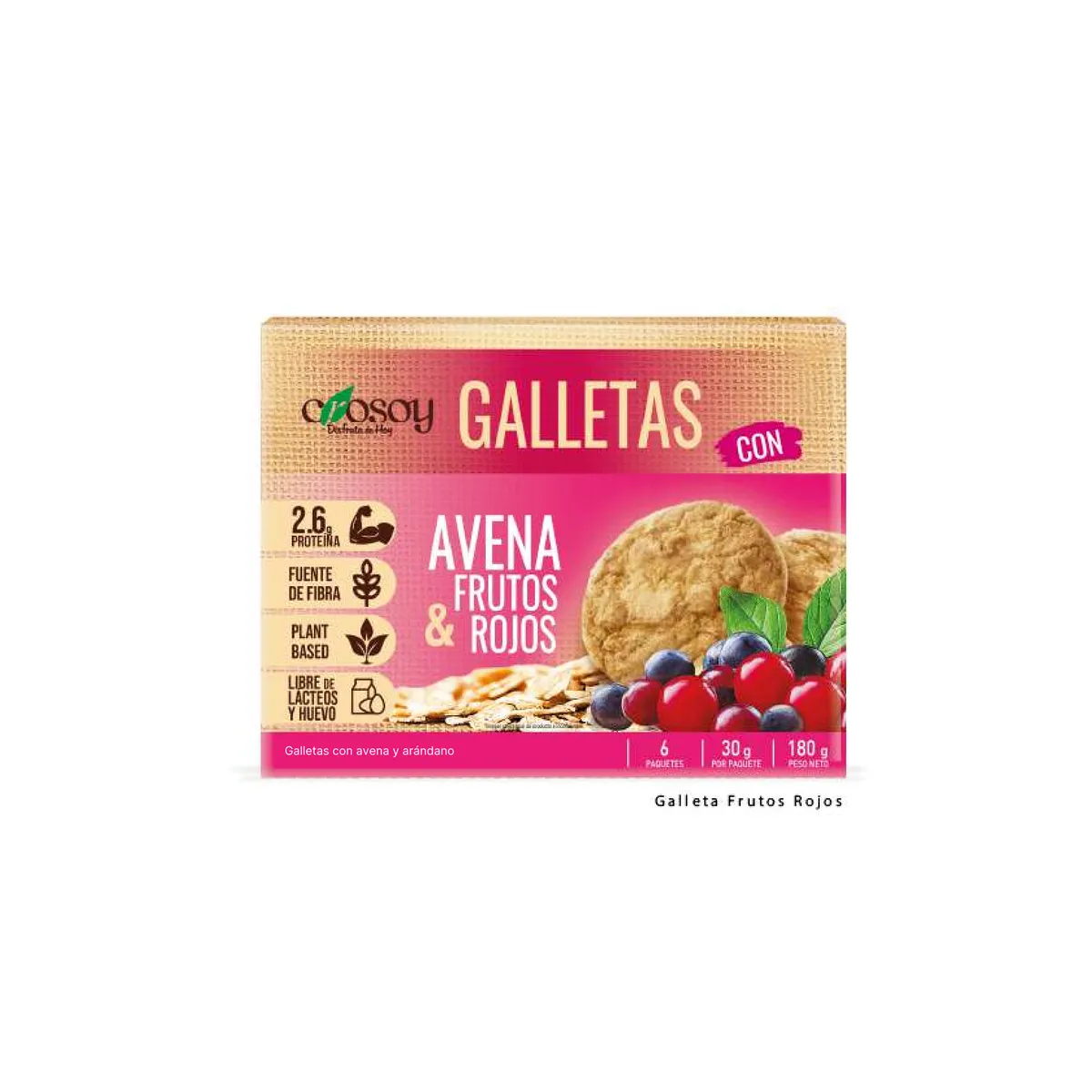 CROSOY - Galleta Crosoy con Avena y Frutos Rojos Caja 180 g