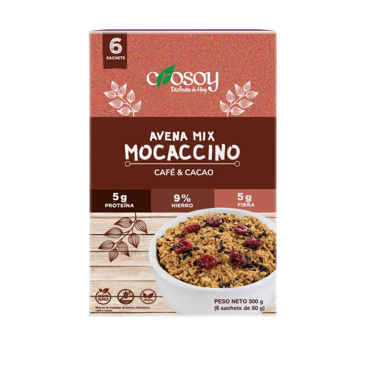 CROSOY - Avena Crosoy Mix Mocaccino Café y Cacao Caja 300 g