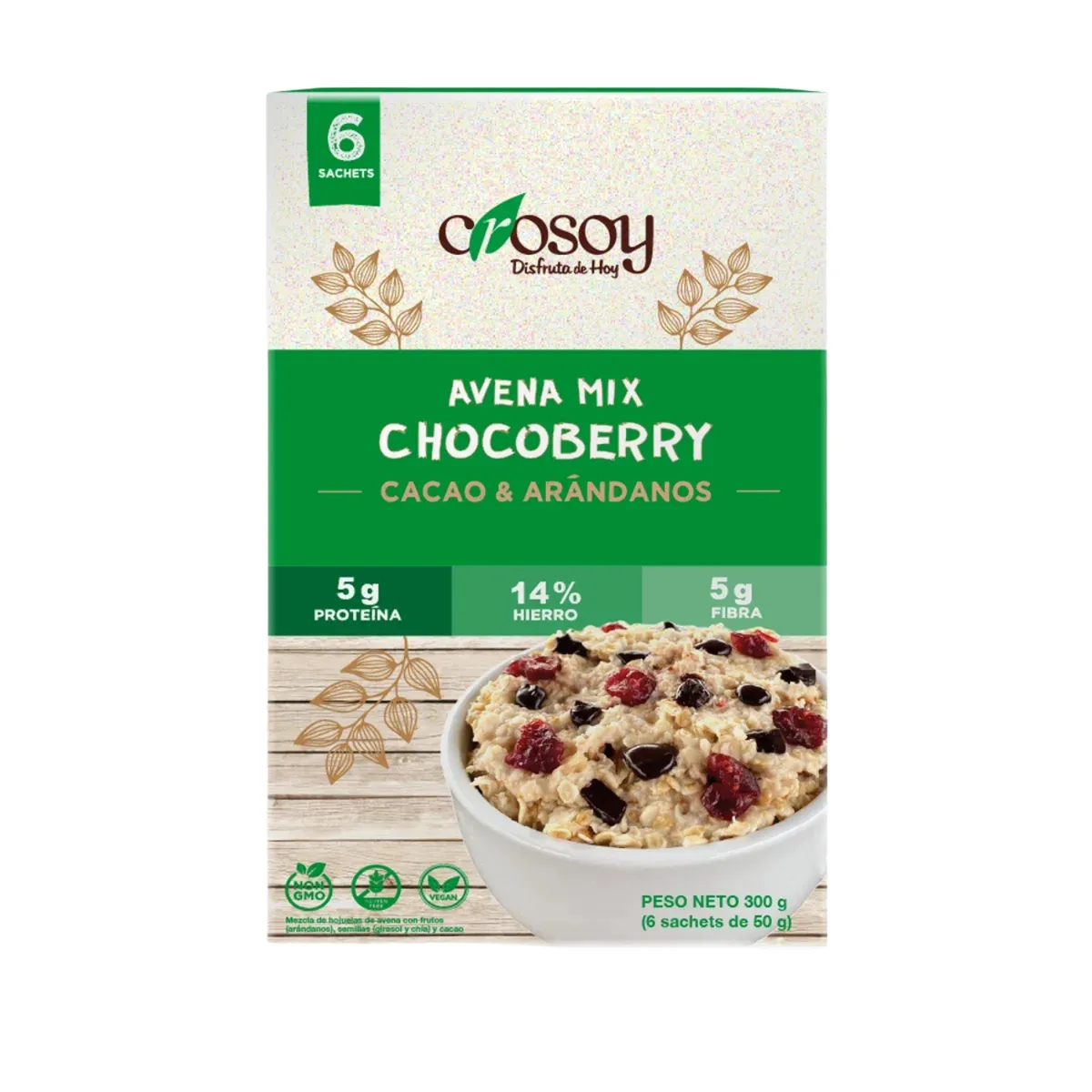 CROSOY - Avena Crosoy Mix Chocoberry Cacao y Arándanos Caja 300 g