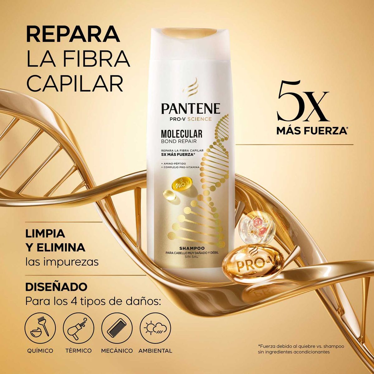 PANTENE - Shampoo Pantene Reparación Molecular Envase 300 mL