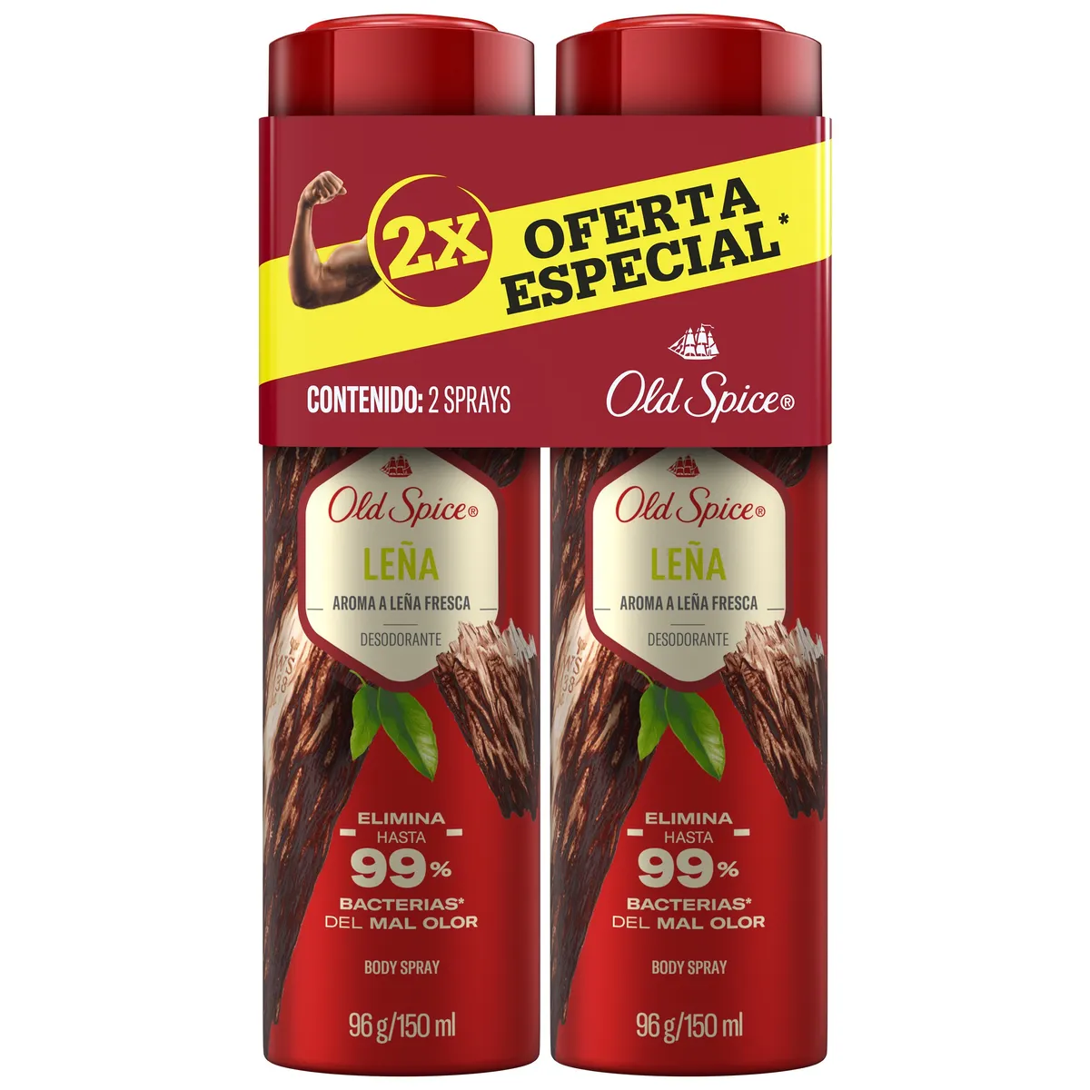 OLD SPICE - Desodorante en Aerosol Old Spice Leña Empaque 2 Und
